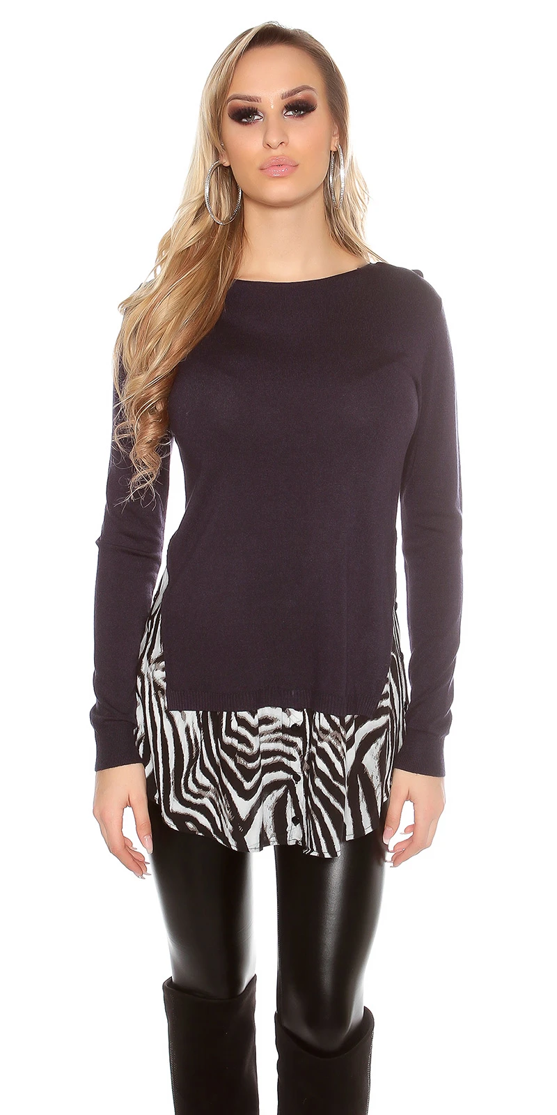 Chic Feinstrick Pullover mit Under-/Over-Effekt