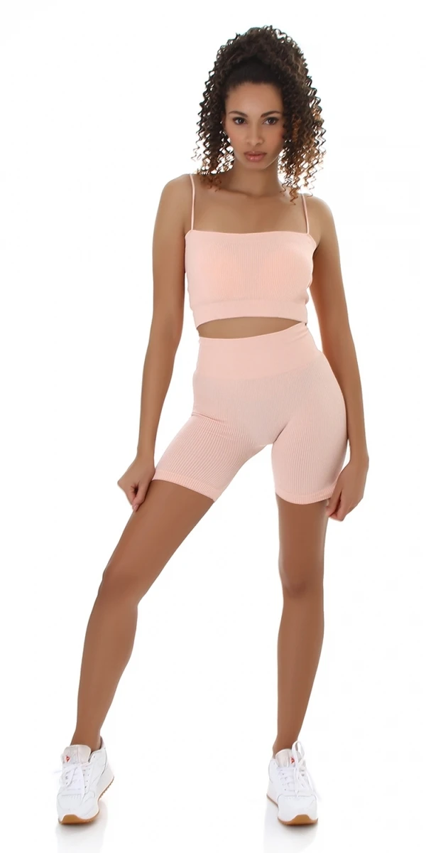 Uni Freinripp High Waist Leggings in Bermuda Länge Radlerhose