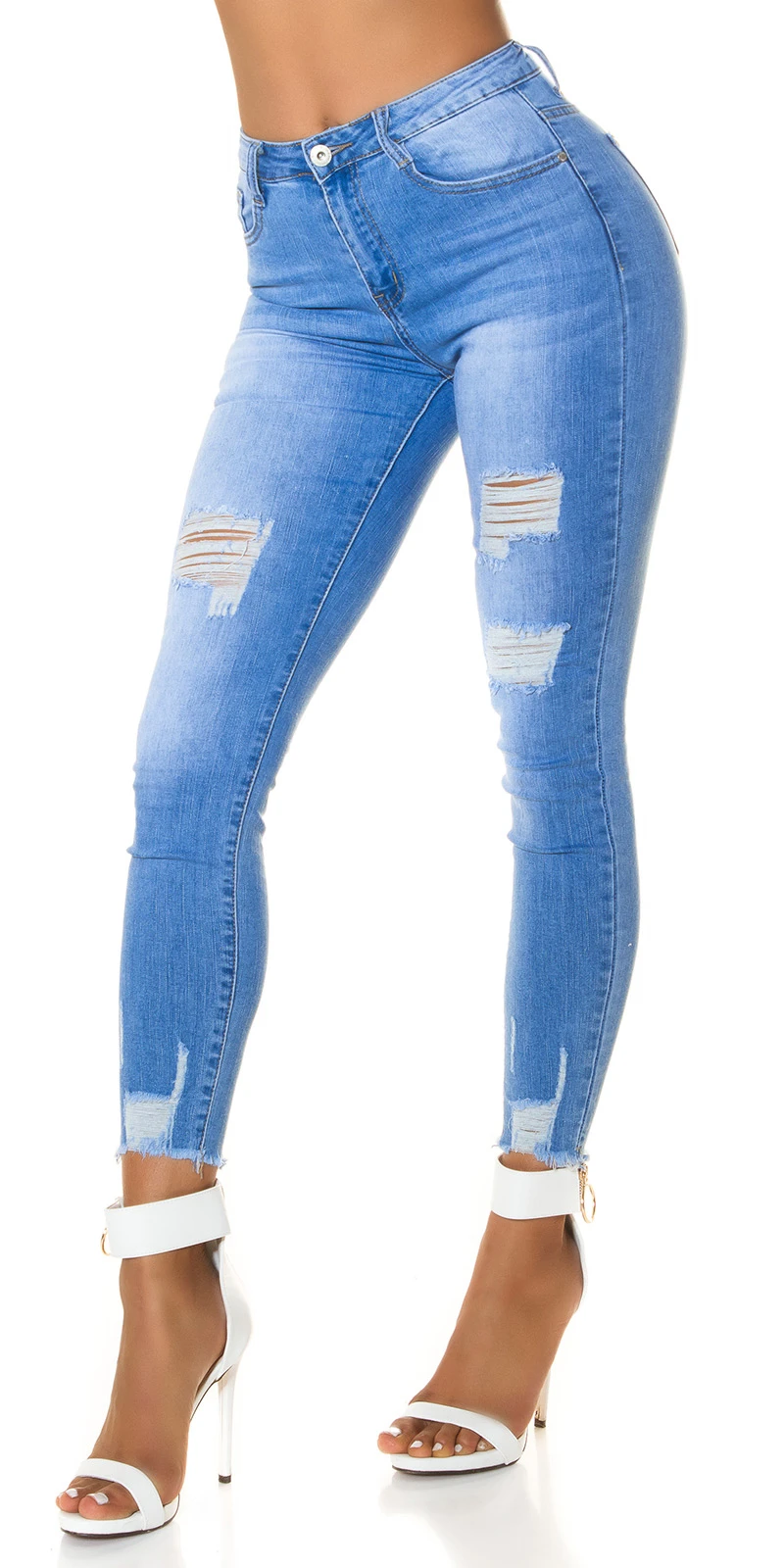 Used High Waist Skinny Jeans mit Löcher