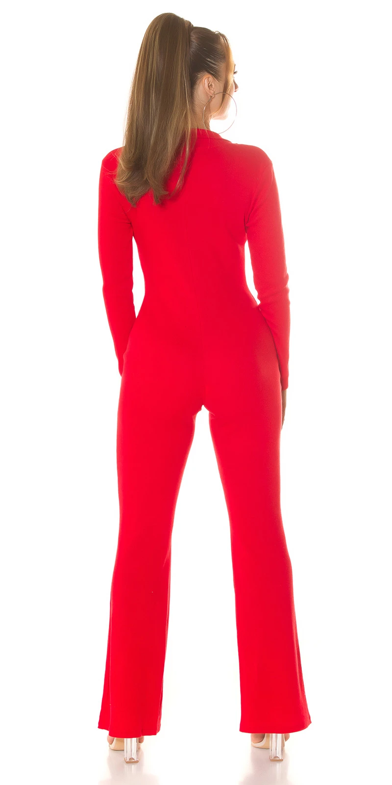 Sexy gerippter Jumpsuit mit weitem Bein und Knöpfen