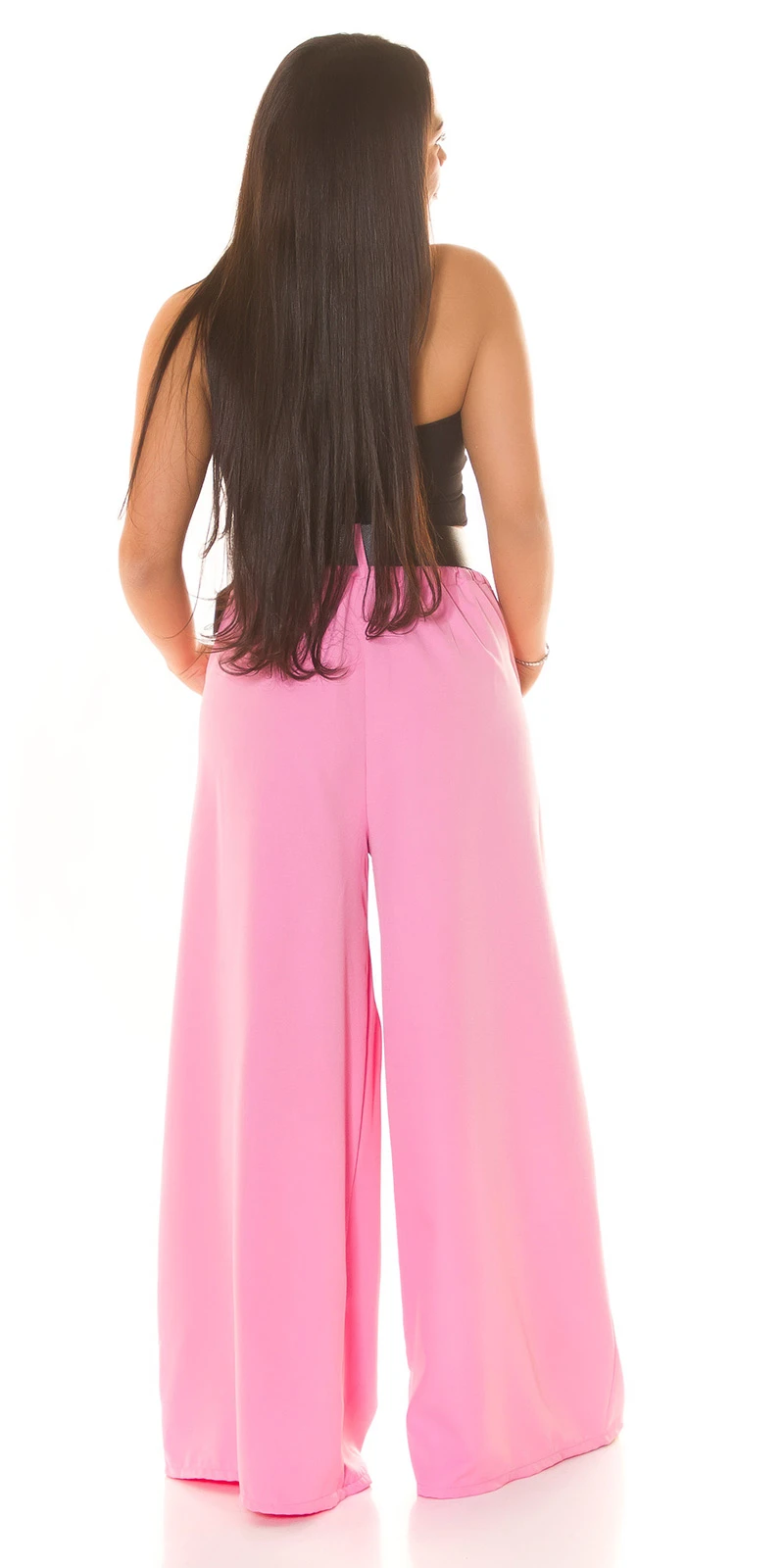 Wide Leg Hose im Highwaist-Style aus Polyester-Stretch, mit raffinierten Details und perfektem Tragekomfort