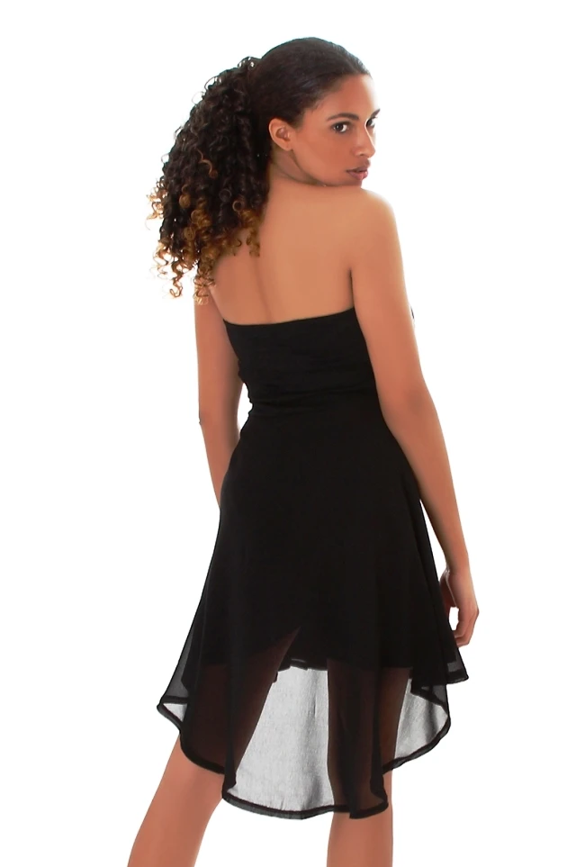 Cocktail Bandeau High Low Minikleid mit Deko Nieten