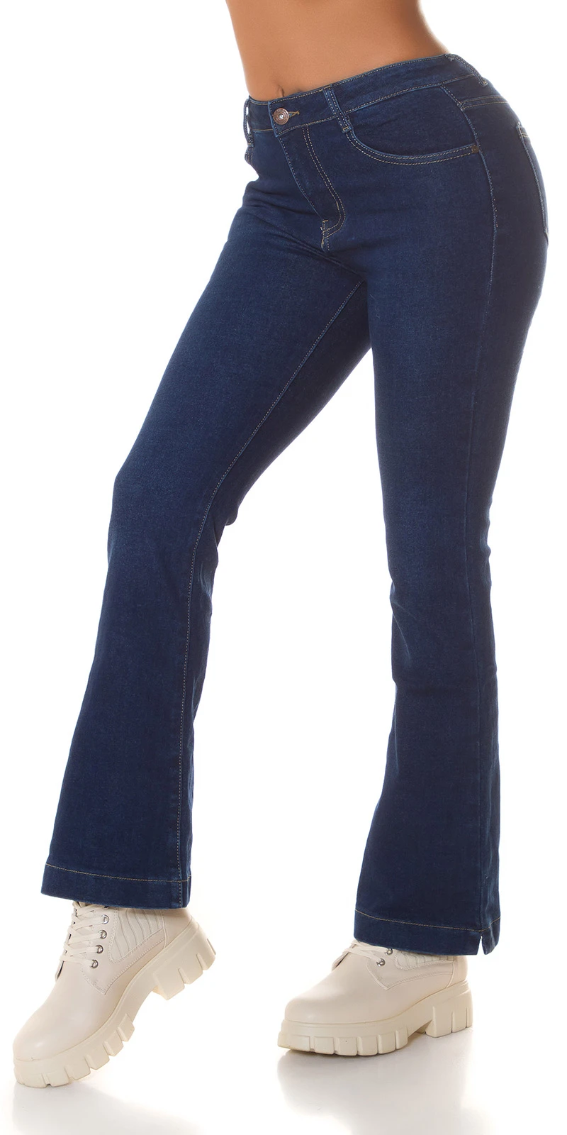 Casual High Waist Jeans mit Schlag