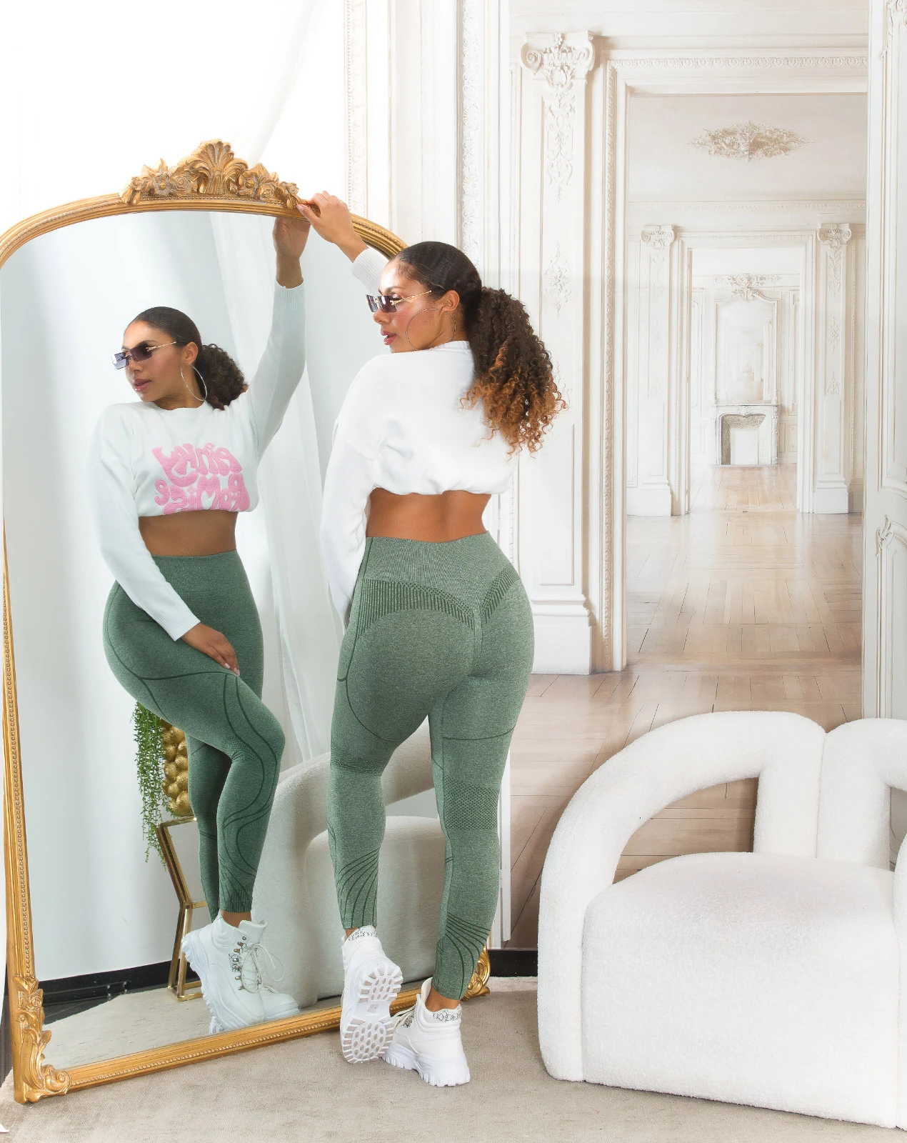 Sportliche Highwaist-Leggings mit Scrunch-Naht und stilvollem Linien-Muster für perfekten Komfort und Form