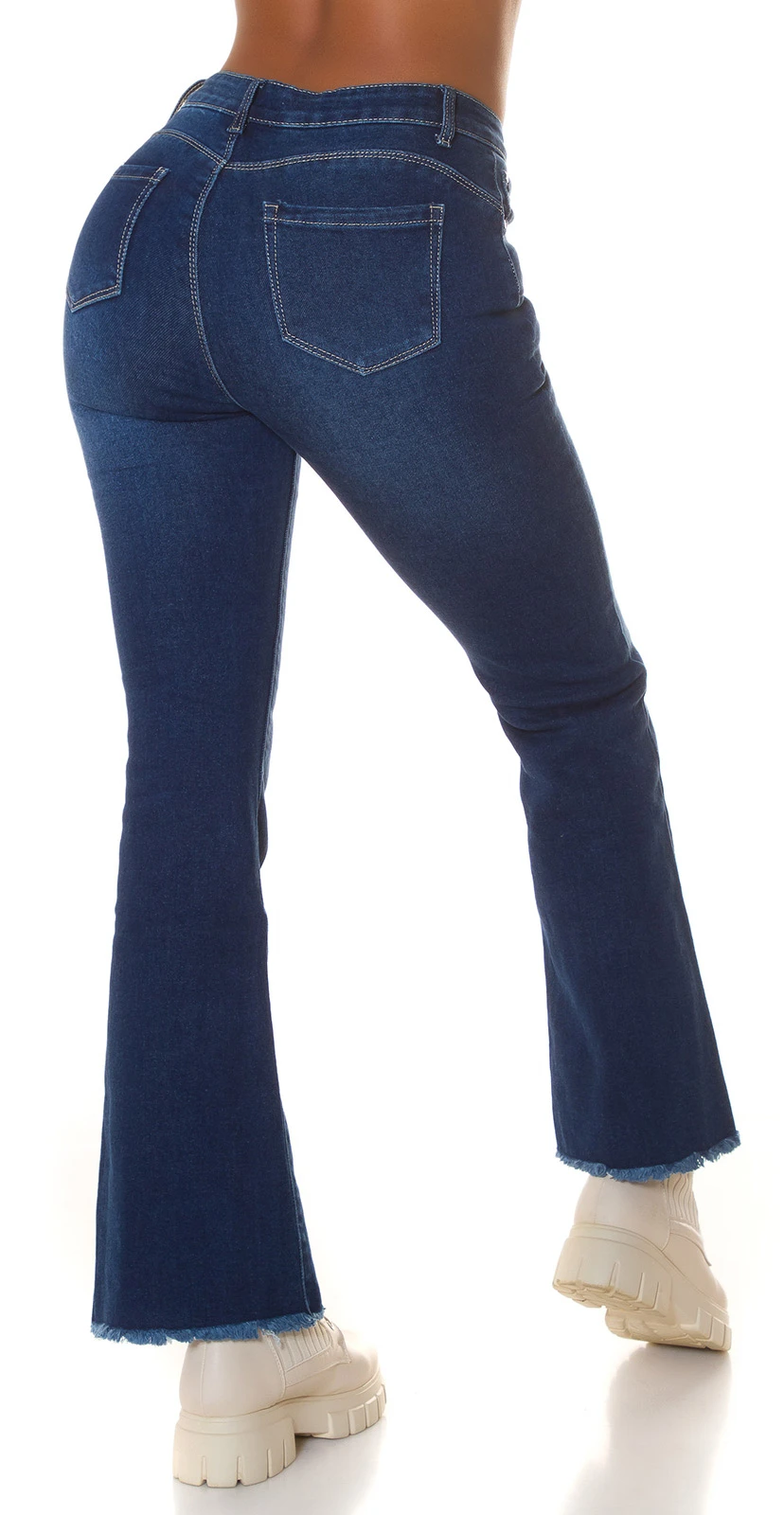 Used Look High Waist Push up Jeans mit Schlag