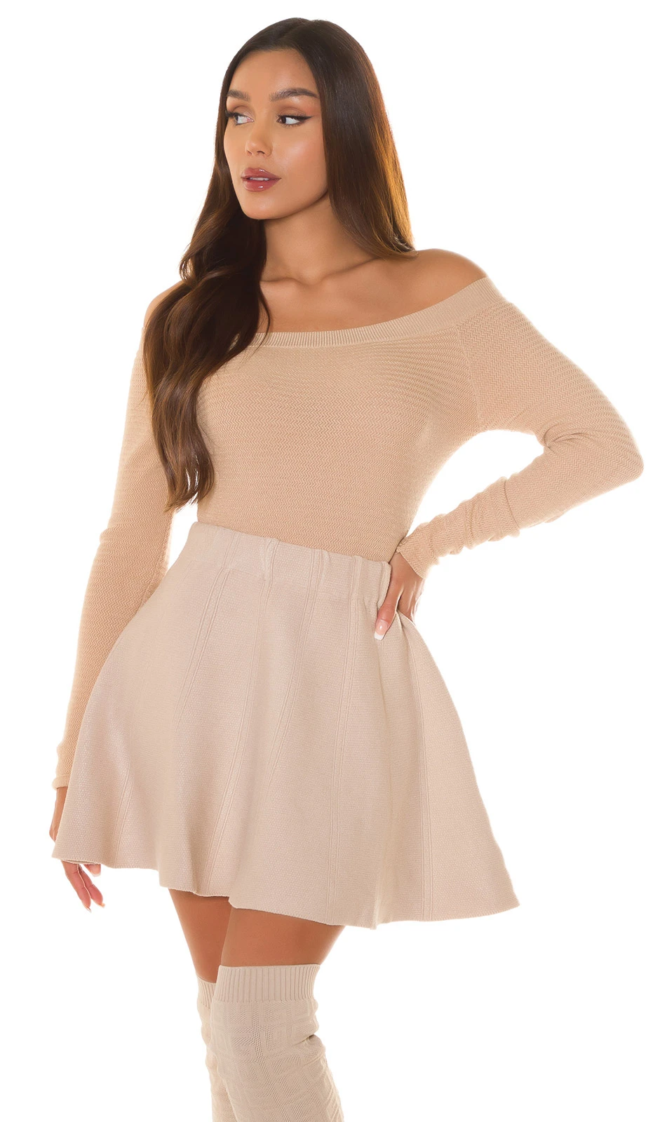 Uni Off Shoulder Feinstrick Pullover