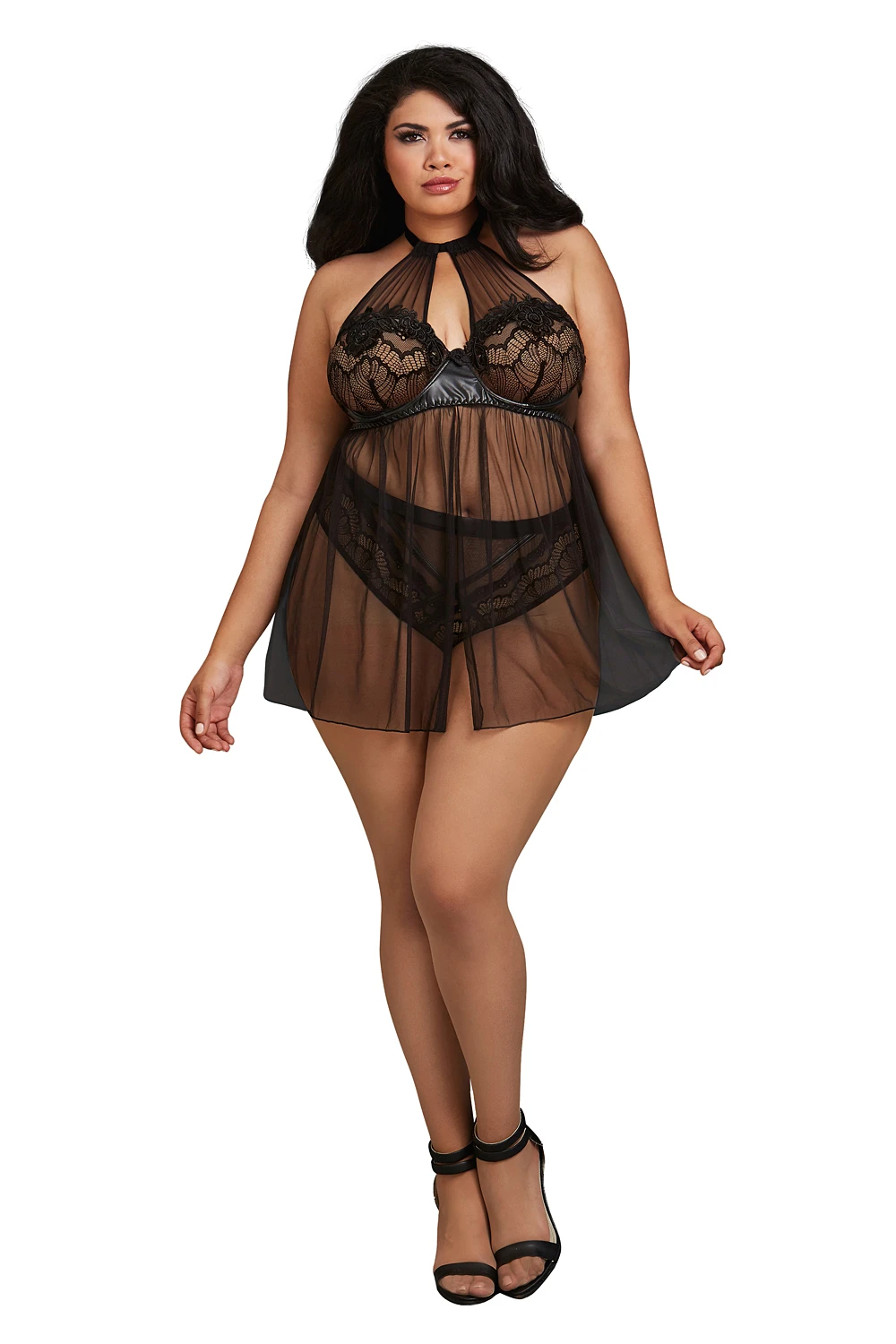 Babydoll DR11796 mit Kunstlederdetails