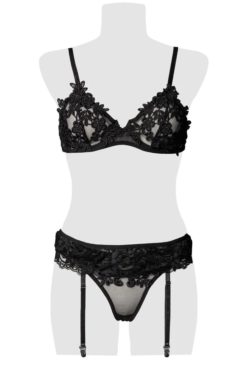 Dessous-Set Frauen Wäsche-Set schwarz Dessous, Gothic