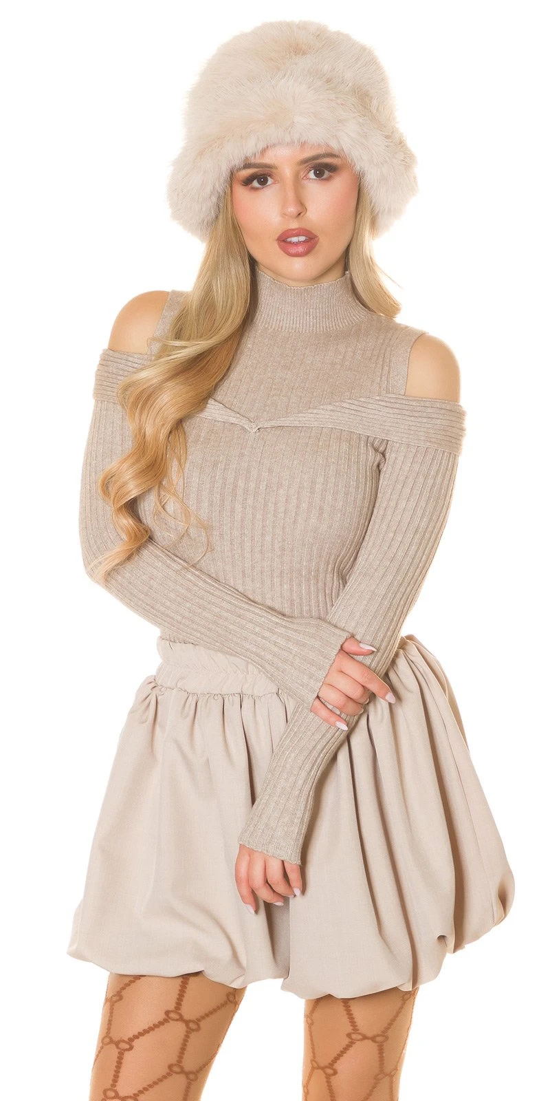 Turtle Neck Strickpullover mit Cut-Outs im Cold-Shoulder-Look, modisch, lässig und perfekt für entspannte Tage!