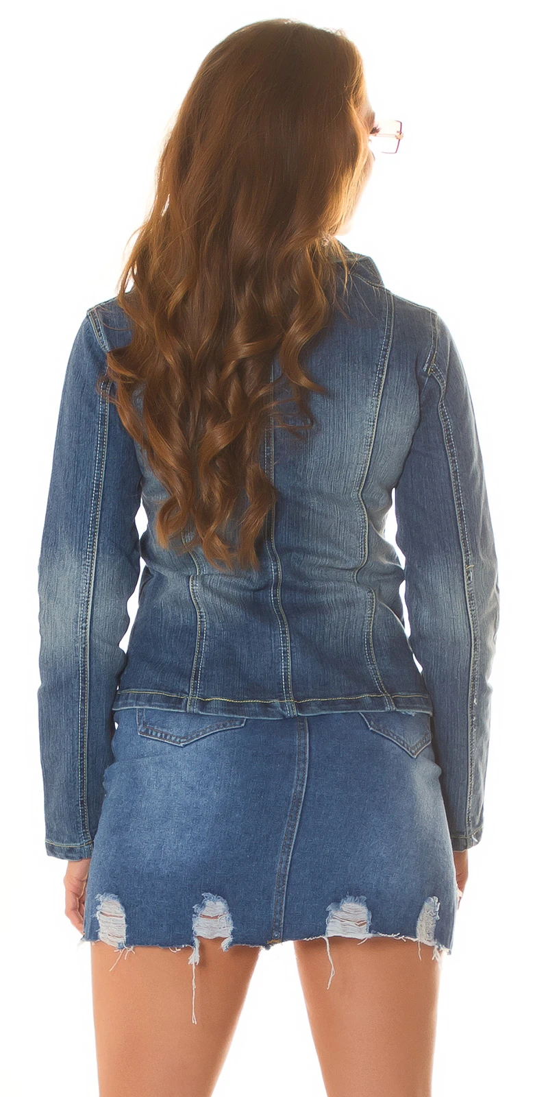 Denim Jeans Jacke Boho Touch mit Glitzer Festival Style Tailliert