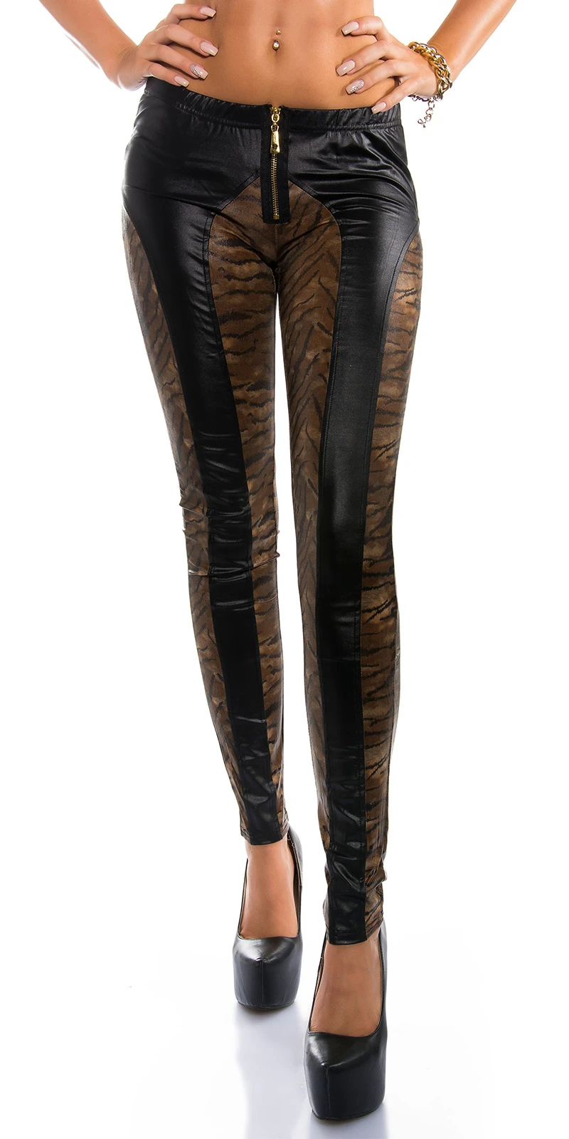 Sexy KouCla Skinny WetLook Pants mit Zipp