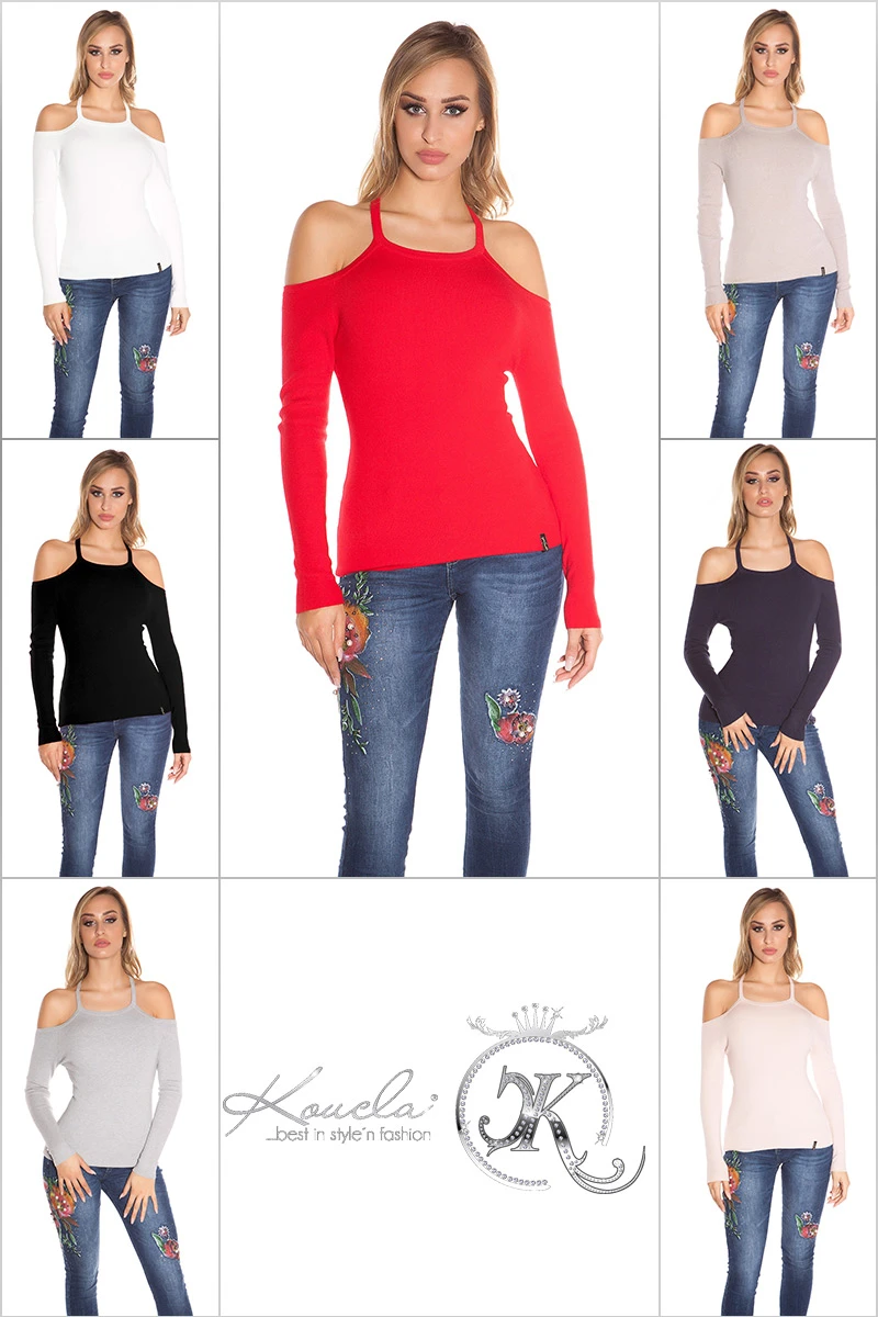 Reizvoller Strick-Pullover im aufregenden Cold Shoulder-Style