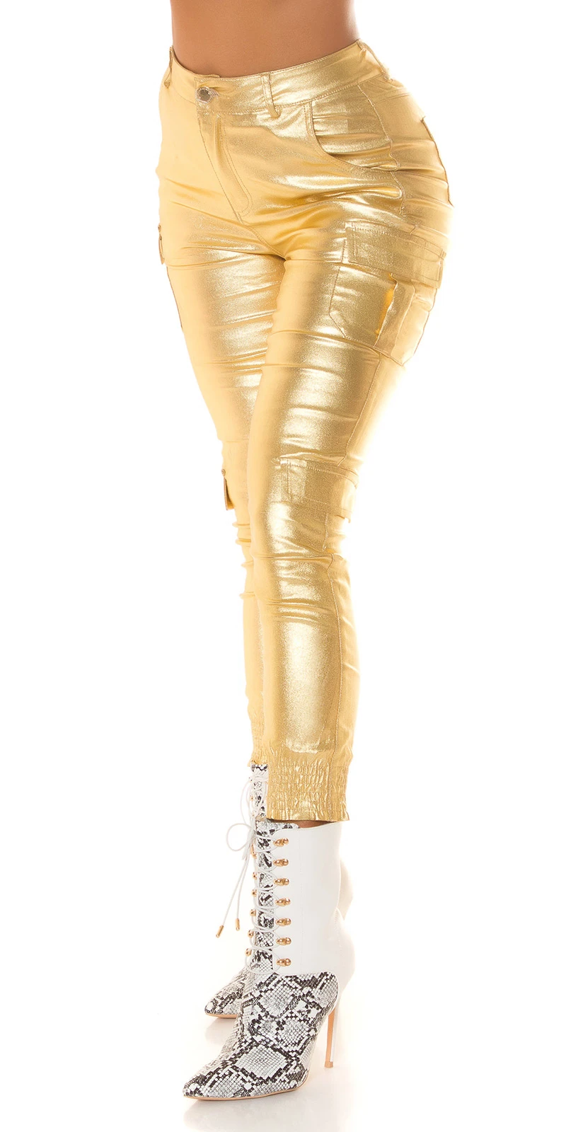 Glossy Metallic Look Highwaist Cargo Hose