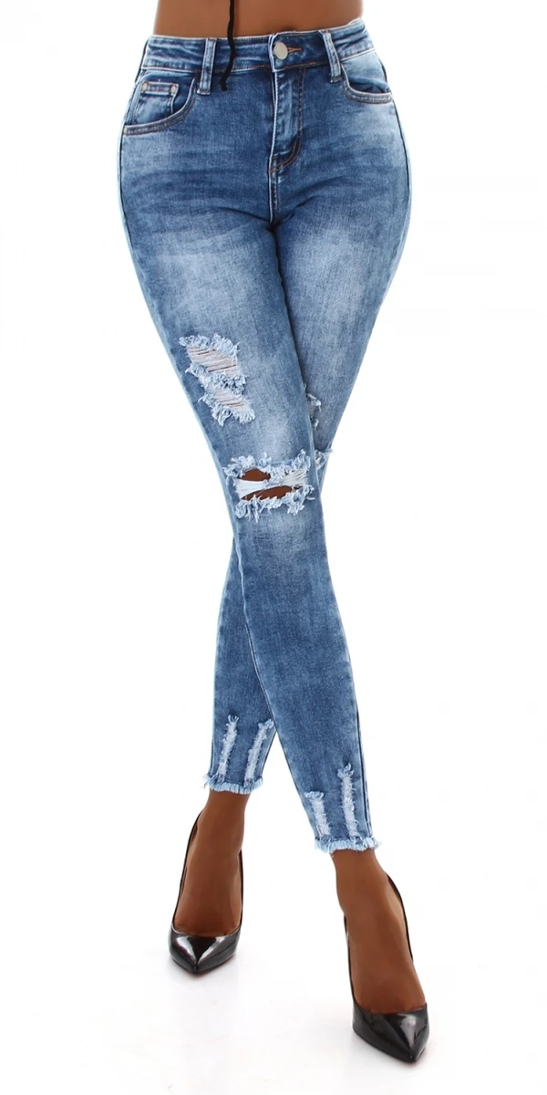 Used Look High Waist Skinny Jeans mit Löcher