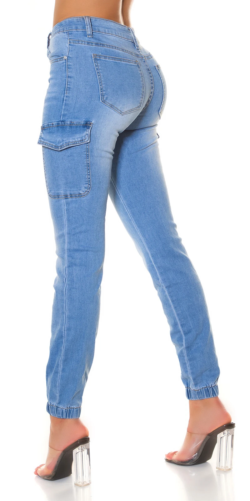 Cargo Style High Waist Pump Jeans