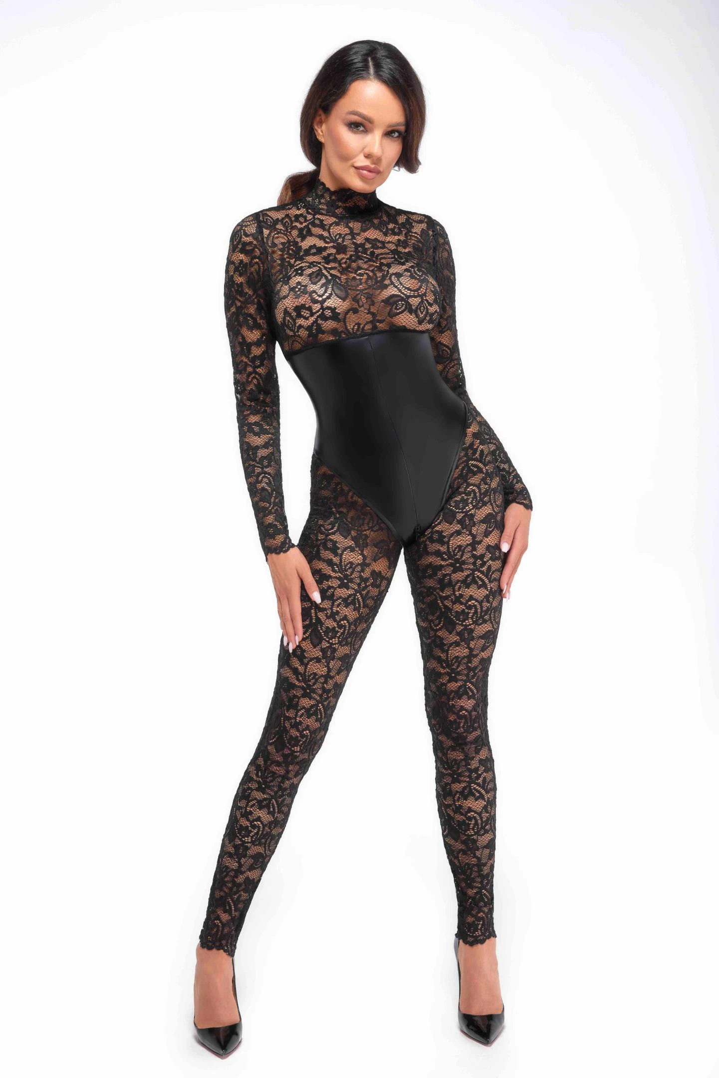 F299 Bodystocking mit Unterbrust-Corsage von Noir Handmade