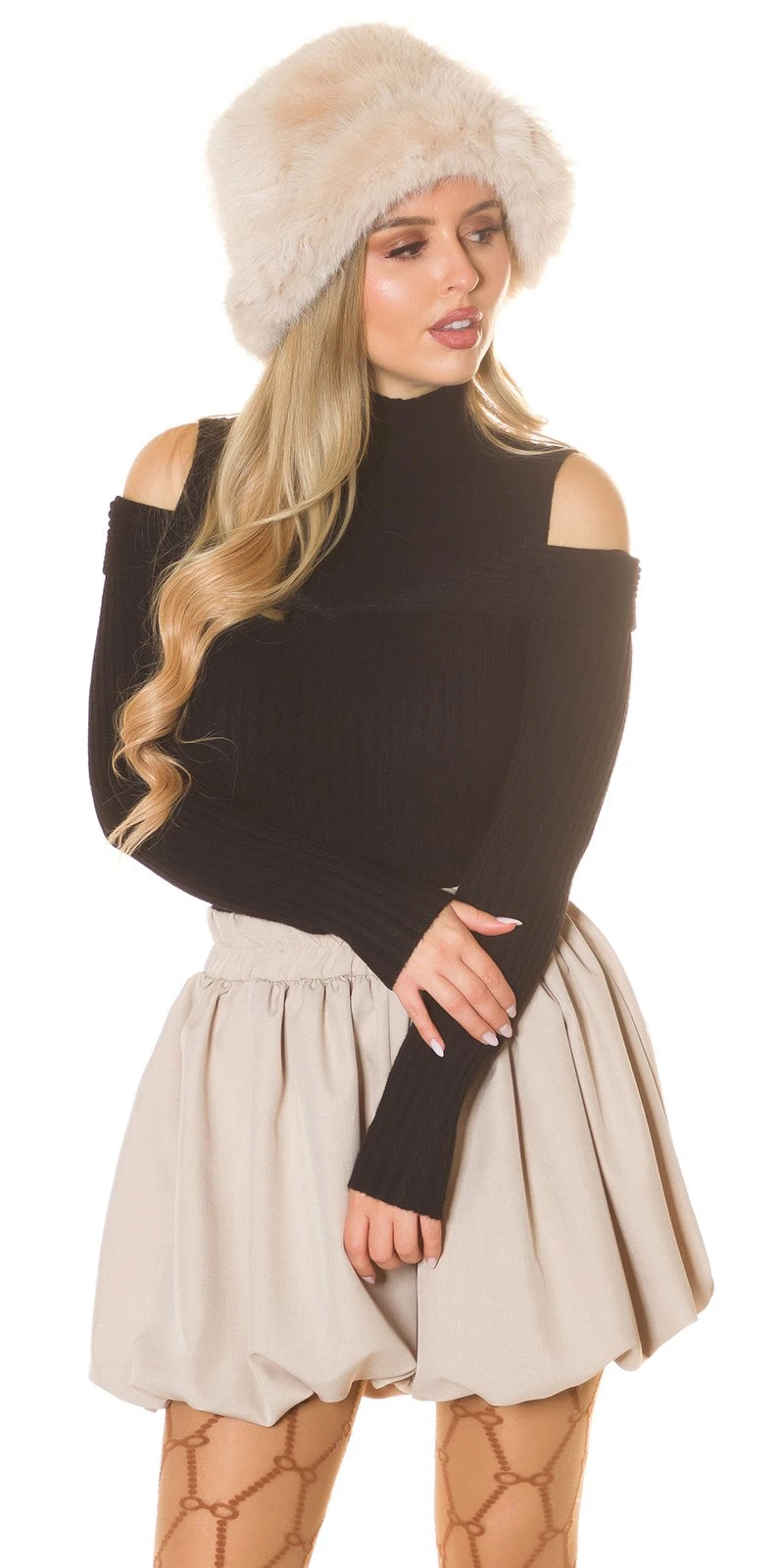 Turtle Neck Strickpullover mit Cut-Outs im Cold-Shoulder-Look, modisch, lässig und perfekt für entspannte Tage!