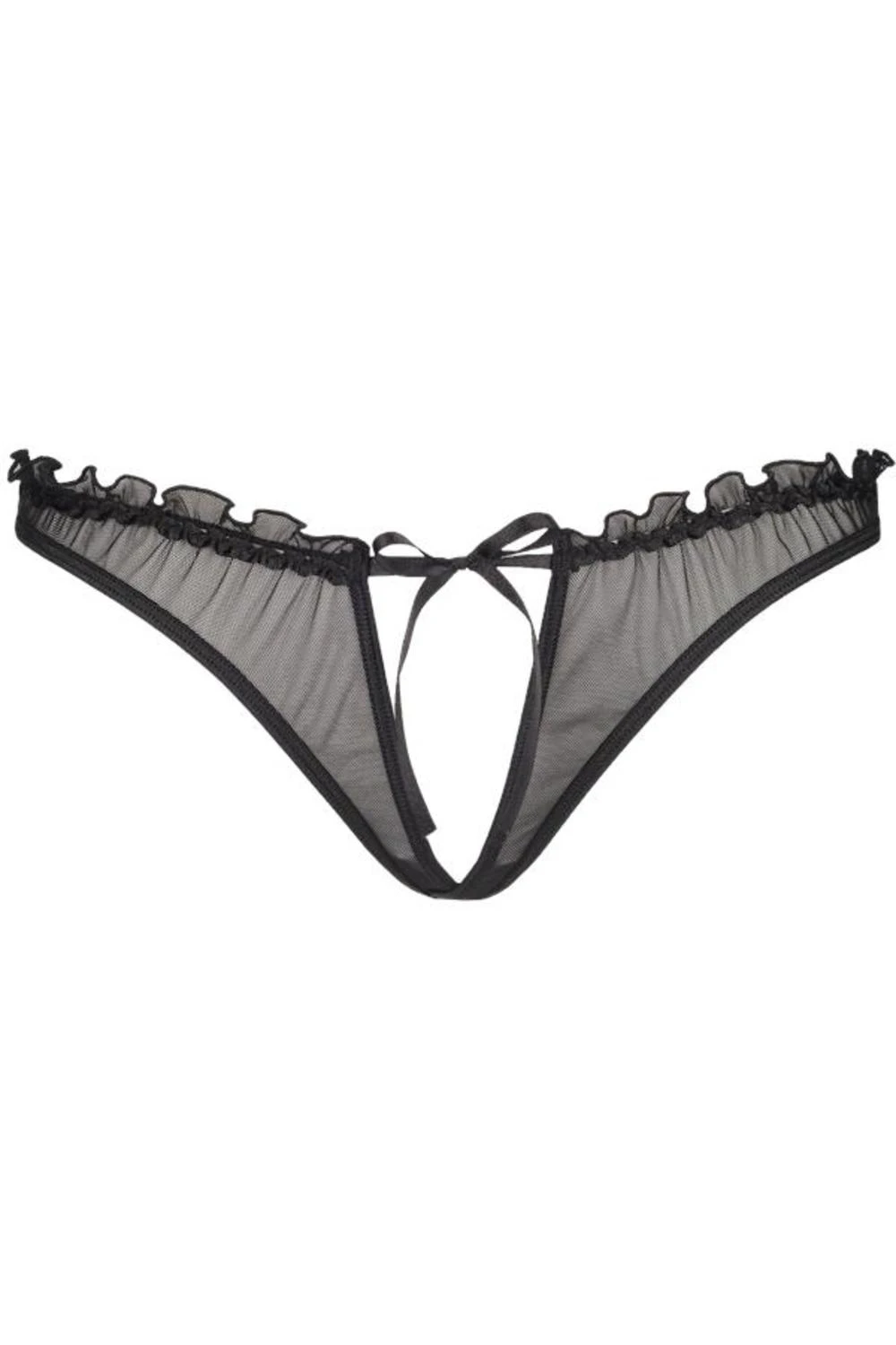 Axami Tüll Plus-Size String ouvert schwarz