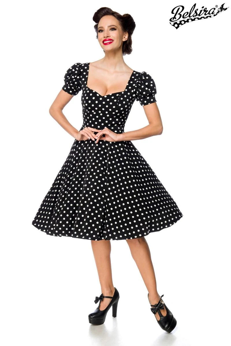 Retro Kleid mit Puffärmeln und Herzausschnitt von Belsira