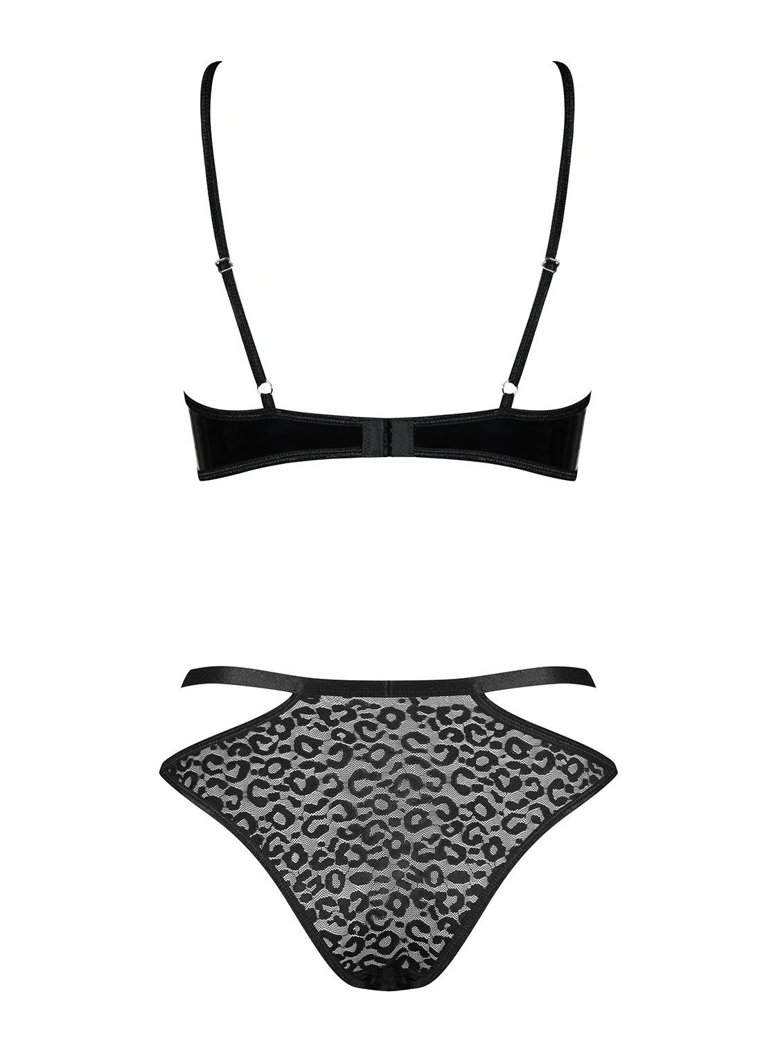 Animal Print Dessous Set aus glänzendem Kunstleder