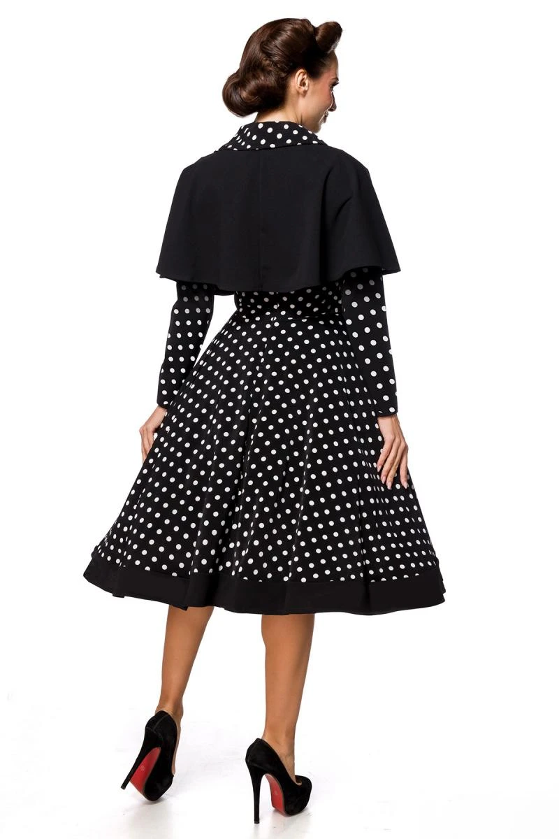 Damen Retro Swing Midi Kleid mit Cape