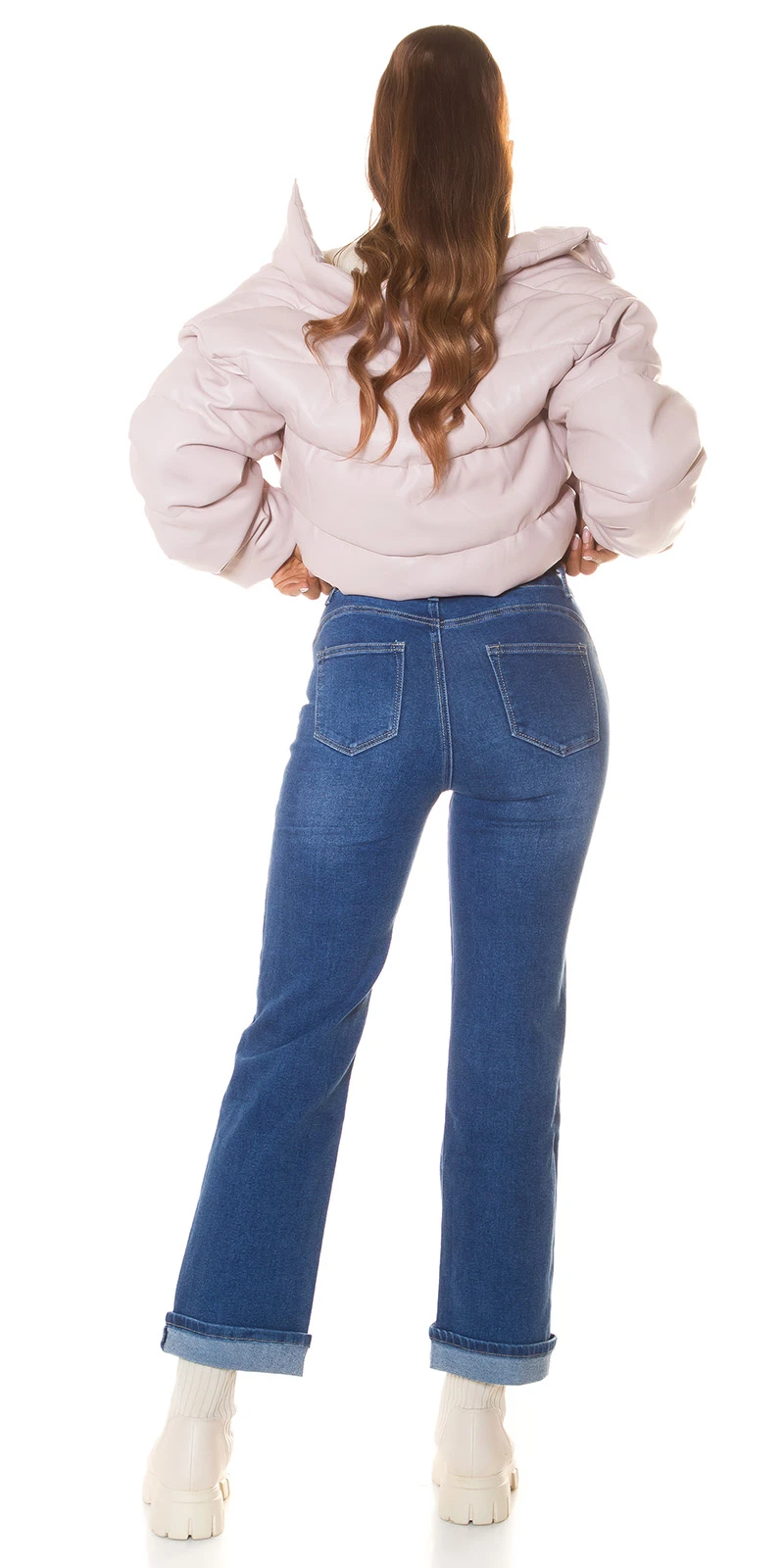 High Waist Push up Bootcut Jeans im Used Look