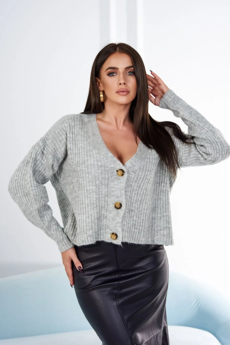 Loose Fit Damen V-Ausschnitt Pullover Wollpullover Strickpullover Cardigan Kurz Strickjacke Einfarbig Uni mit Knopfleiste