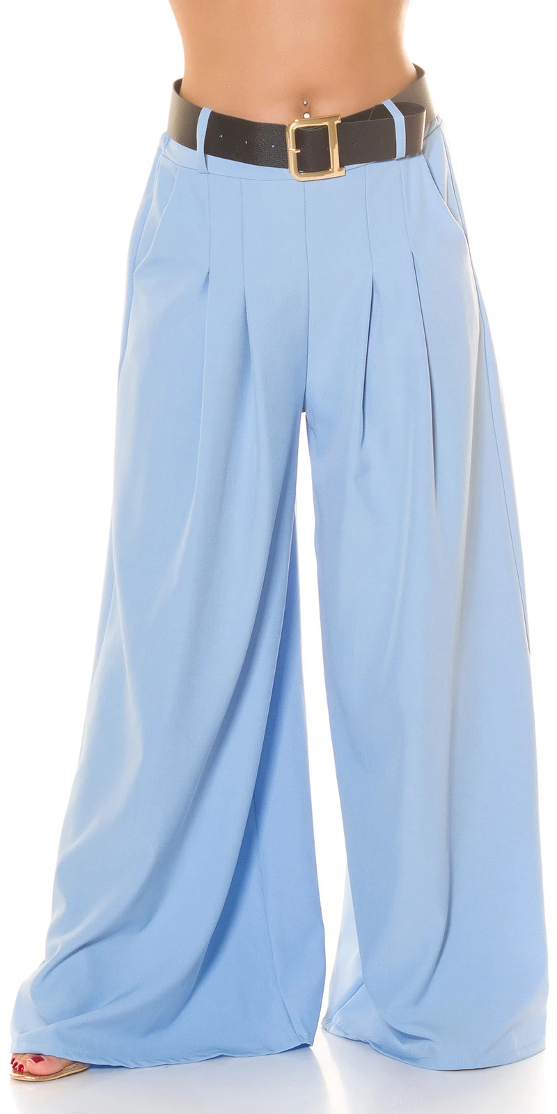 Wide Leg Hose im Highwaist-Style aus Polyester-Stretch, mit raffinierten Details und perfektem Tragekomfort