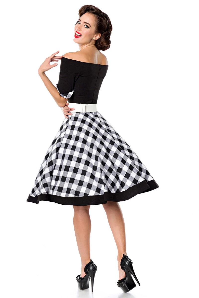 Schulterfreies Retro Kleid mit Tellerrock