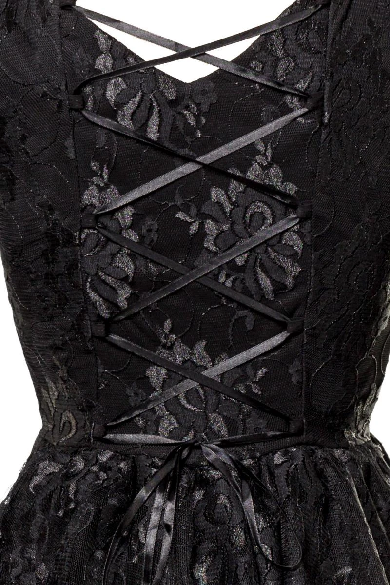 Schulterfreies Gothic Spitzenkleid mit ausgestellten Ärmeln von Ocultica