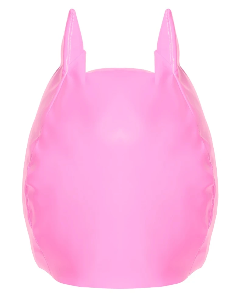 Kinky Lack Cat-Mask, Stylische halbe Lack-Kopfmaske in Pink im Cat-Look mit Ohren und Katzenaugen, ideal für Fetish-Partys! Black Level Design