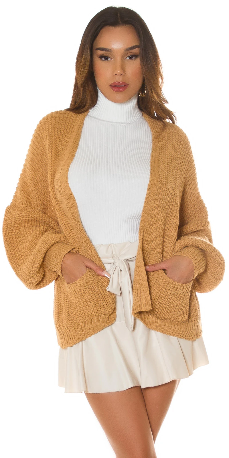 Oversize Strickjacke Grobstrick Cardigan Kurz