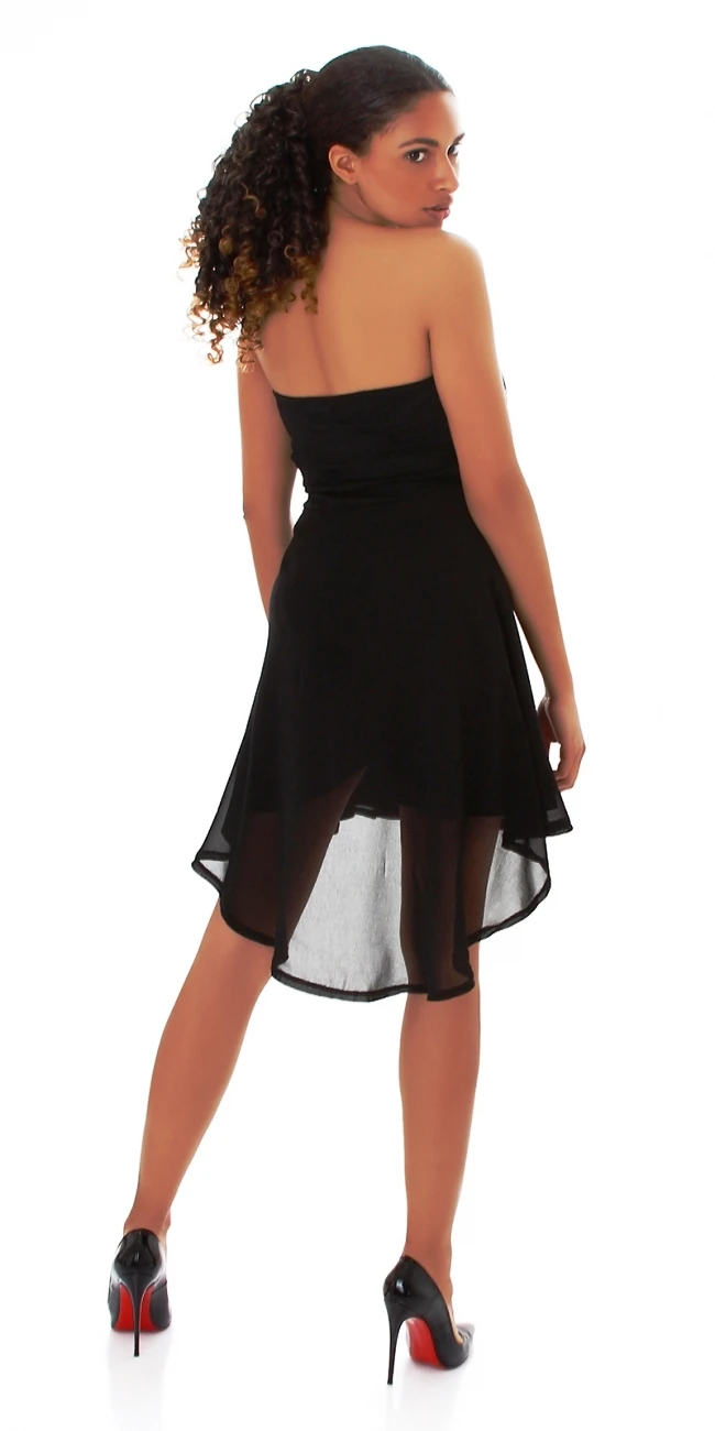 Cocktail Bandeau High Low Minikleid mit Deko Nieten