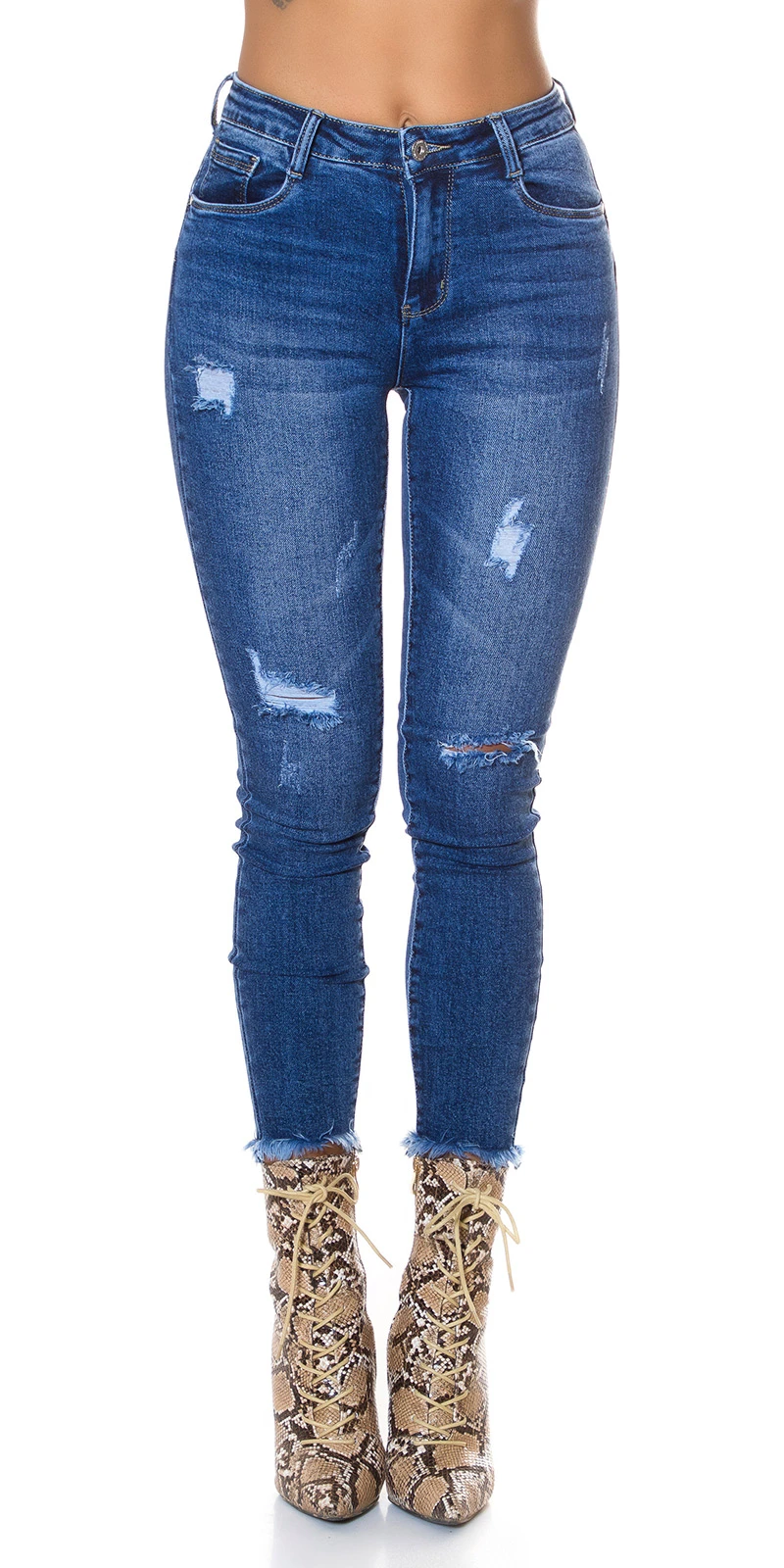 Push-up Skinny High Waist Jeans in Used-Optik