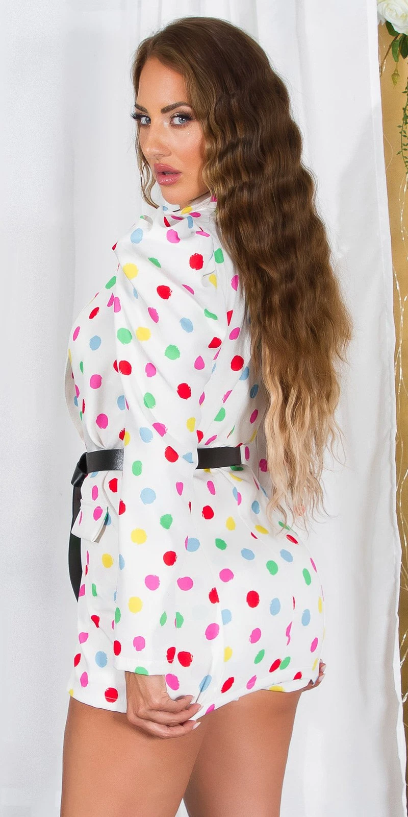 Dots Printed Blazer mit Padded Puffärmel