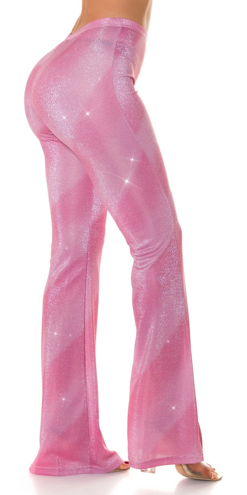 Glitter Streifen High Waist Hose mit Schlag