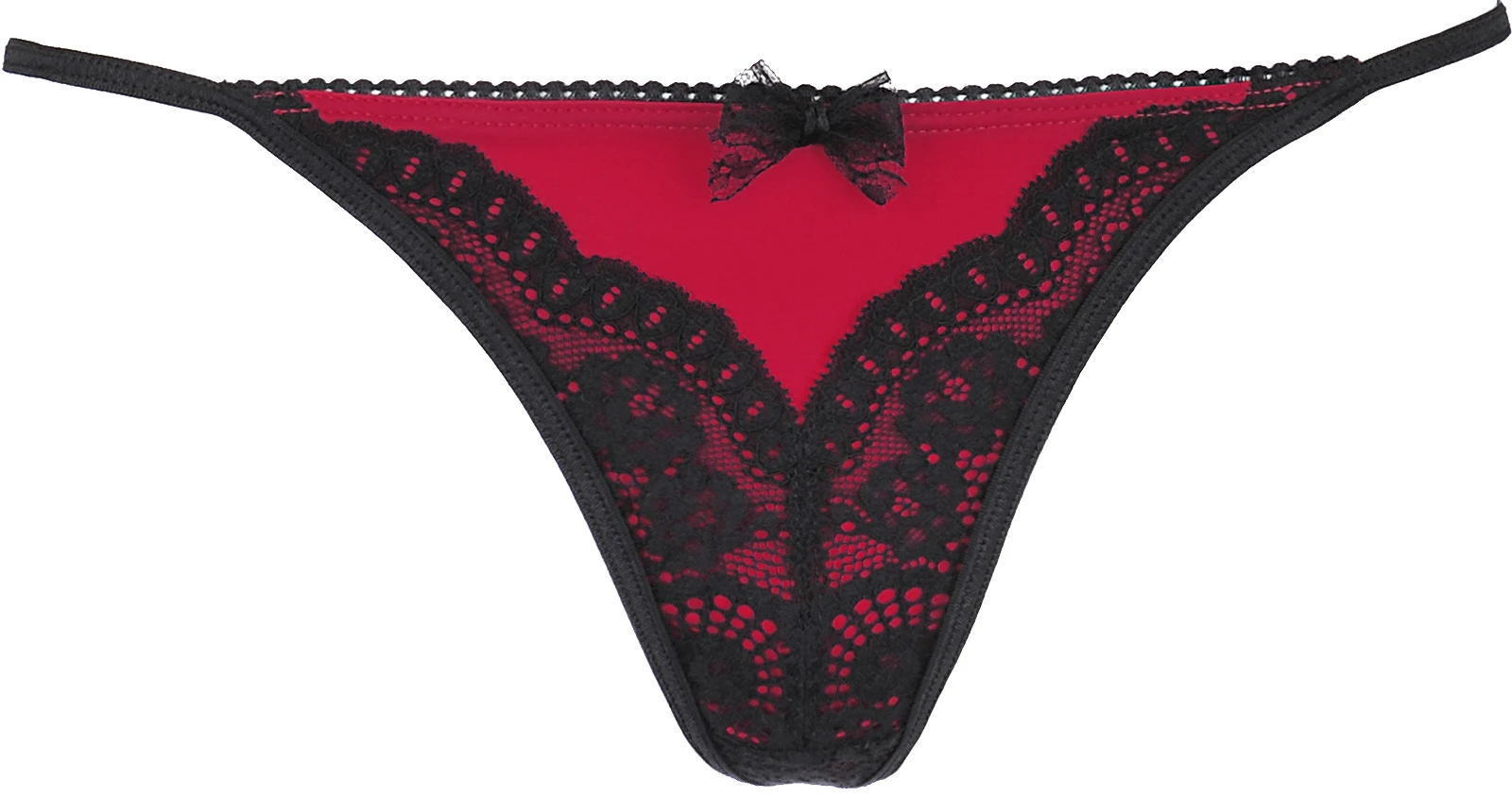 Axami roter String mit schwarzer orientalischer Spitze