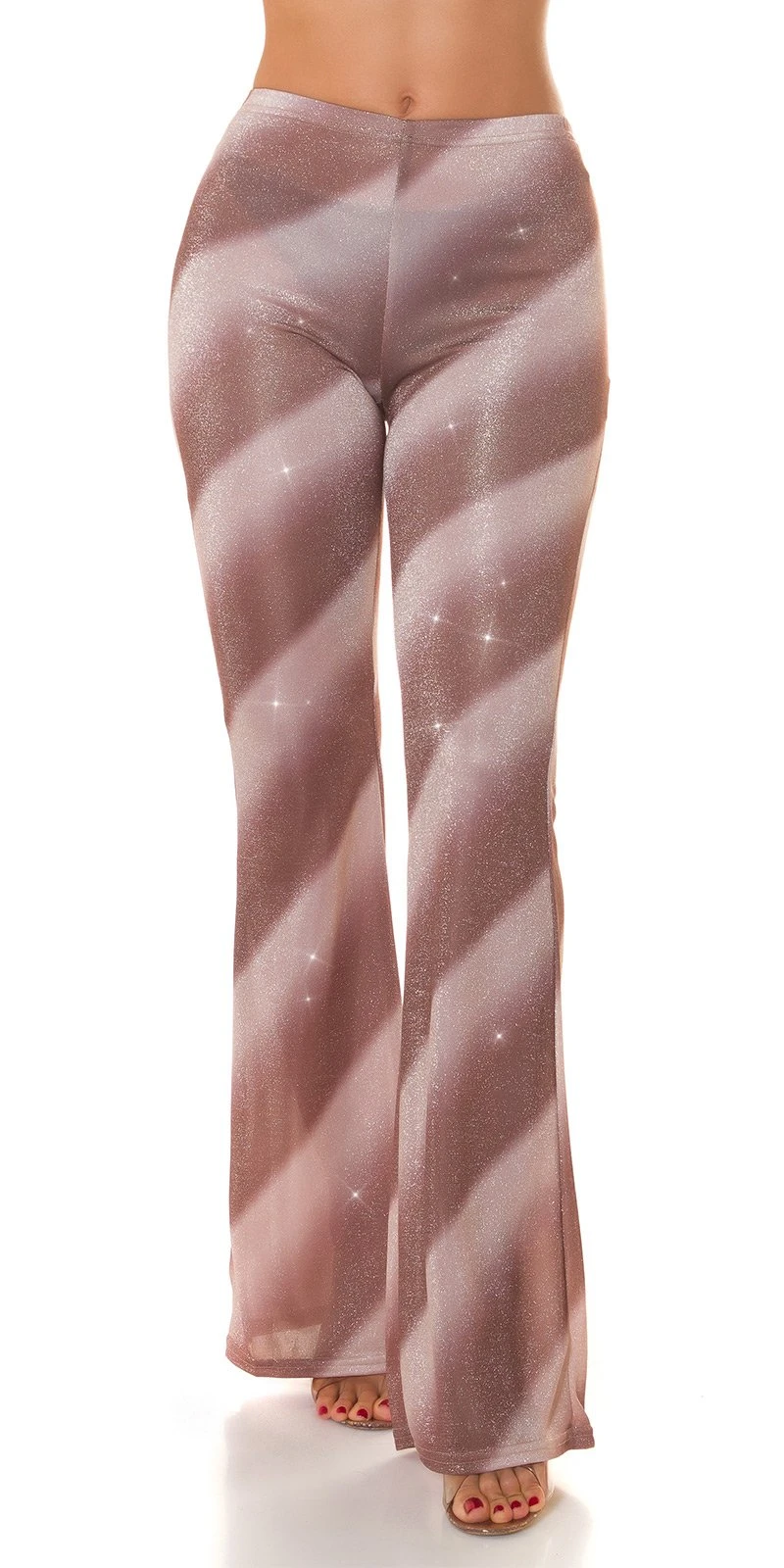 Glitter Streifen High Waist Hose mit Schlag