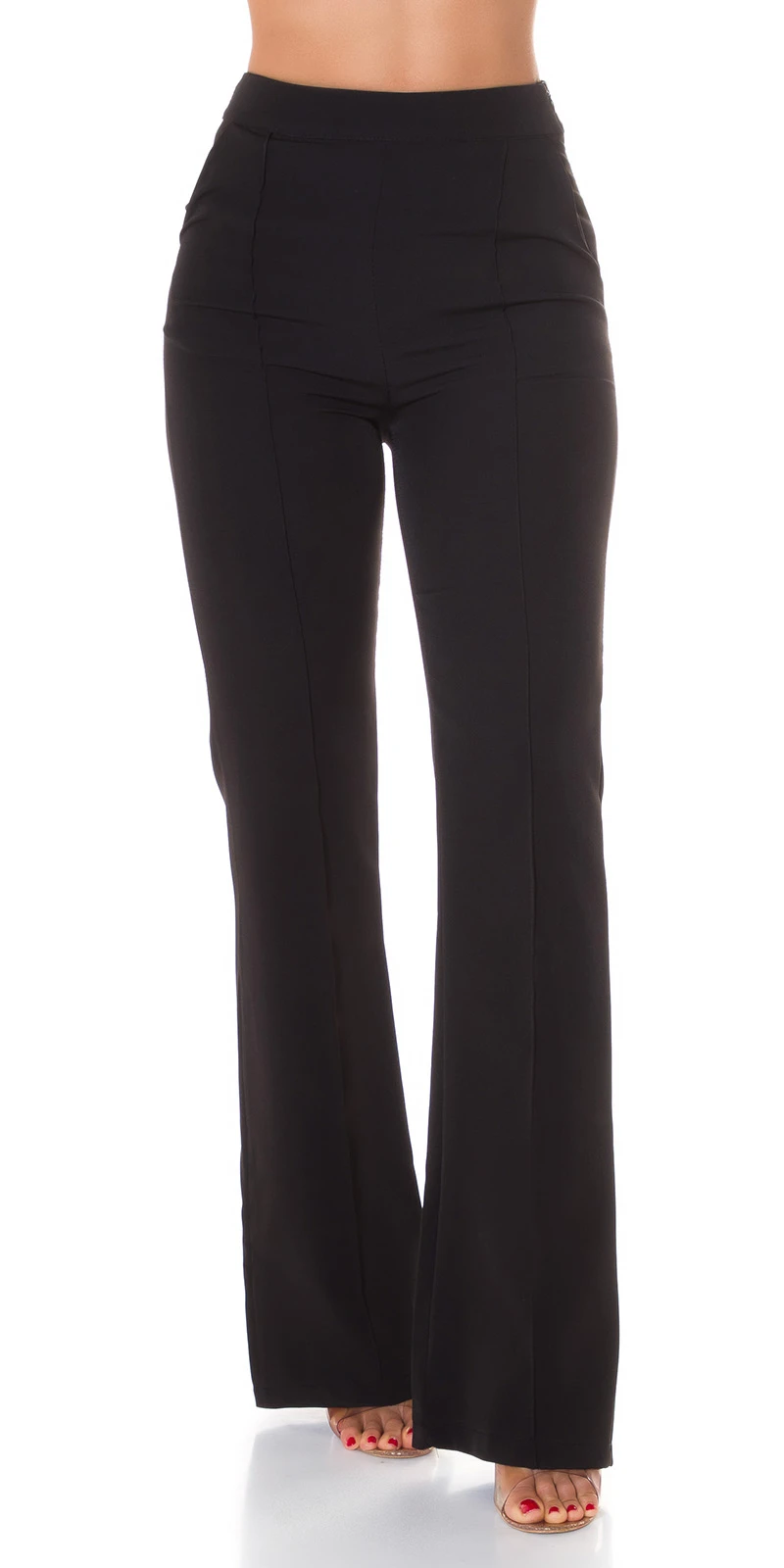 Uni Business High Waist Stoff Hose mit Schlag und Biesennaht