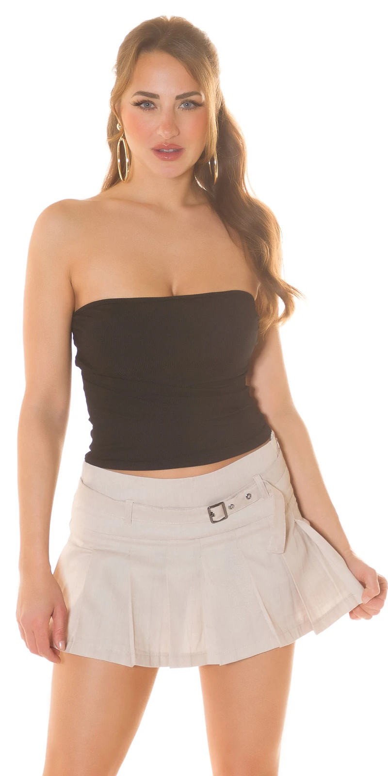 Basic Bandeau Crop Top Bauchfrei mit Soft-Pads für sanften Halt und klare, schlichte Silhouette