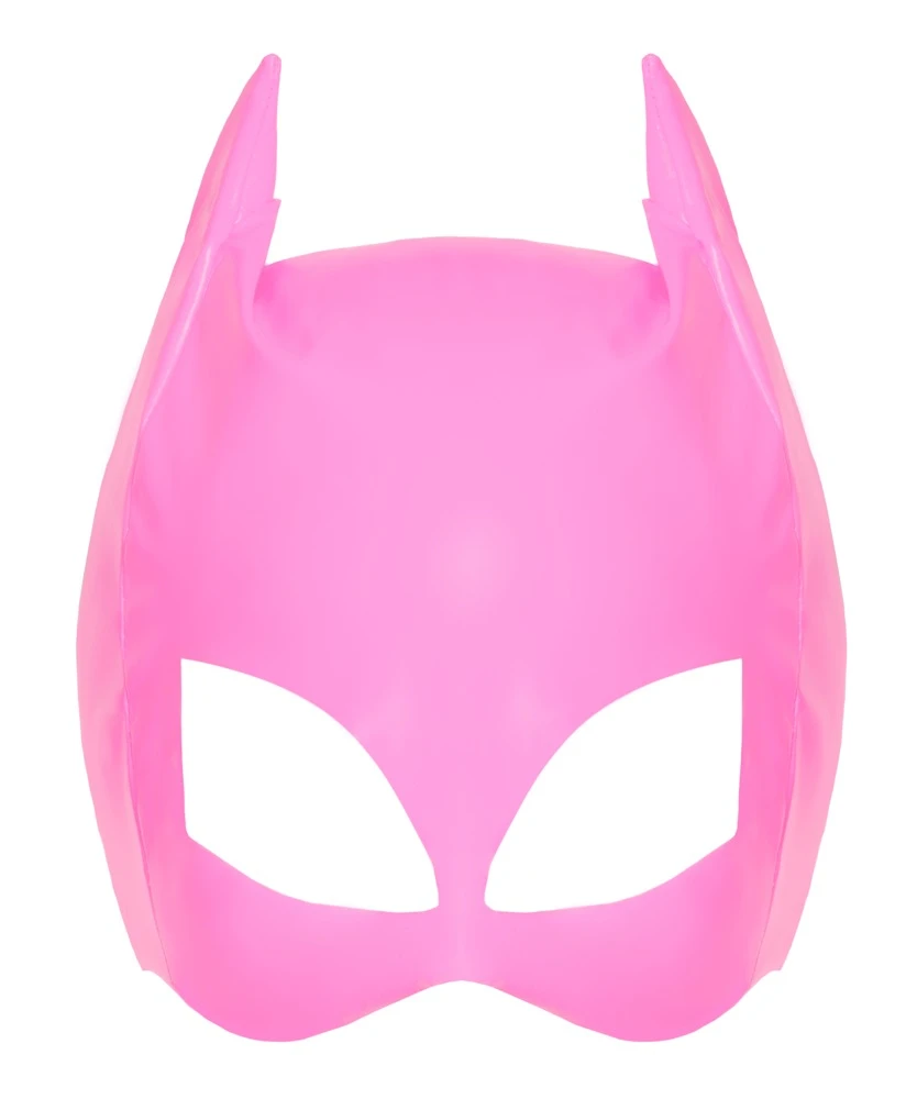 Kinky Lack Cat-Mask, Stylische halbe Lack-Kopfmaske in Pink im Cat-Look mit Ohren und Katzenaugen, ideal für Fetish-Partys! Black Level Design