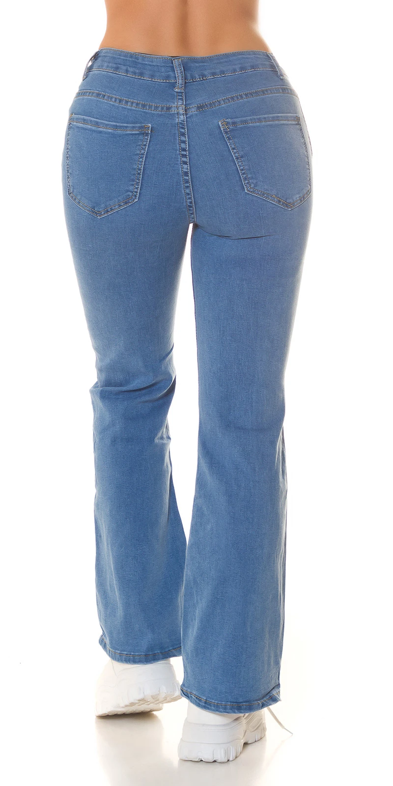 Highwaist Schlagjeans Jeans Hose mit Schlag und Knopfleiste