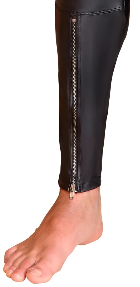 Herren Hose Schmale schwarze Hose mit Stretchbund, markanten Zipper- und Nieten-Details sowie praktischen Taschen für individuellen Stil