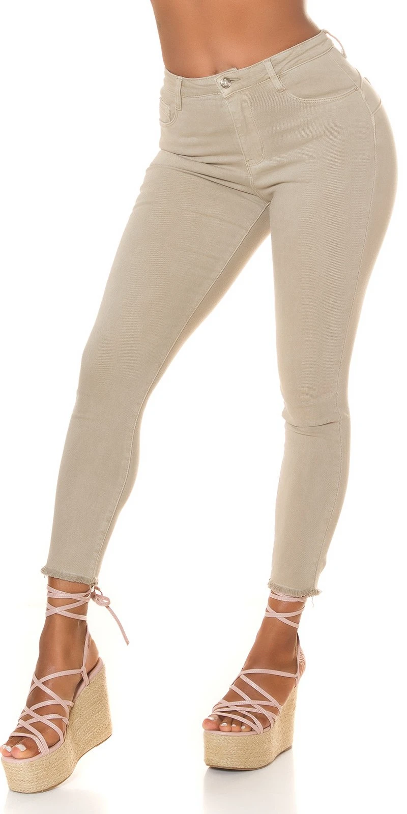 Highwaist Push-Up Skinny Jeans, Unifarbige Baumwoll-Strech Jeans