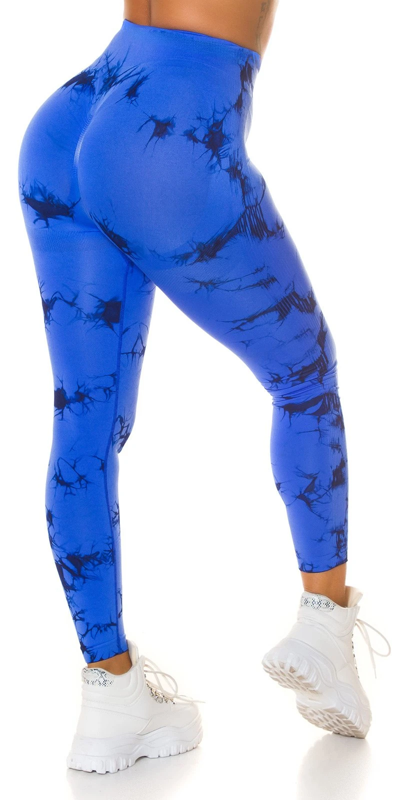 Highwaist-Leggings Yoga Scrunch-Naht, figurschmeichelnder Batik-Print & elastischer Bund für perfekten Komfort