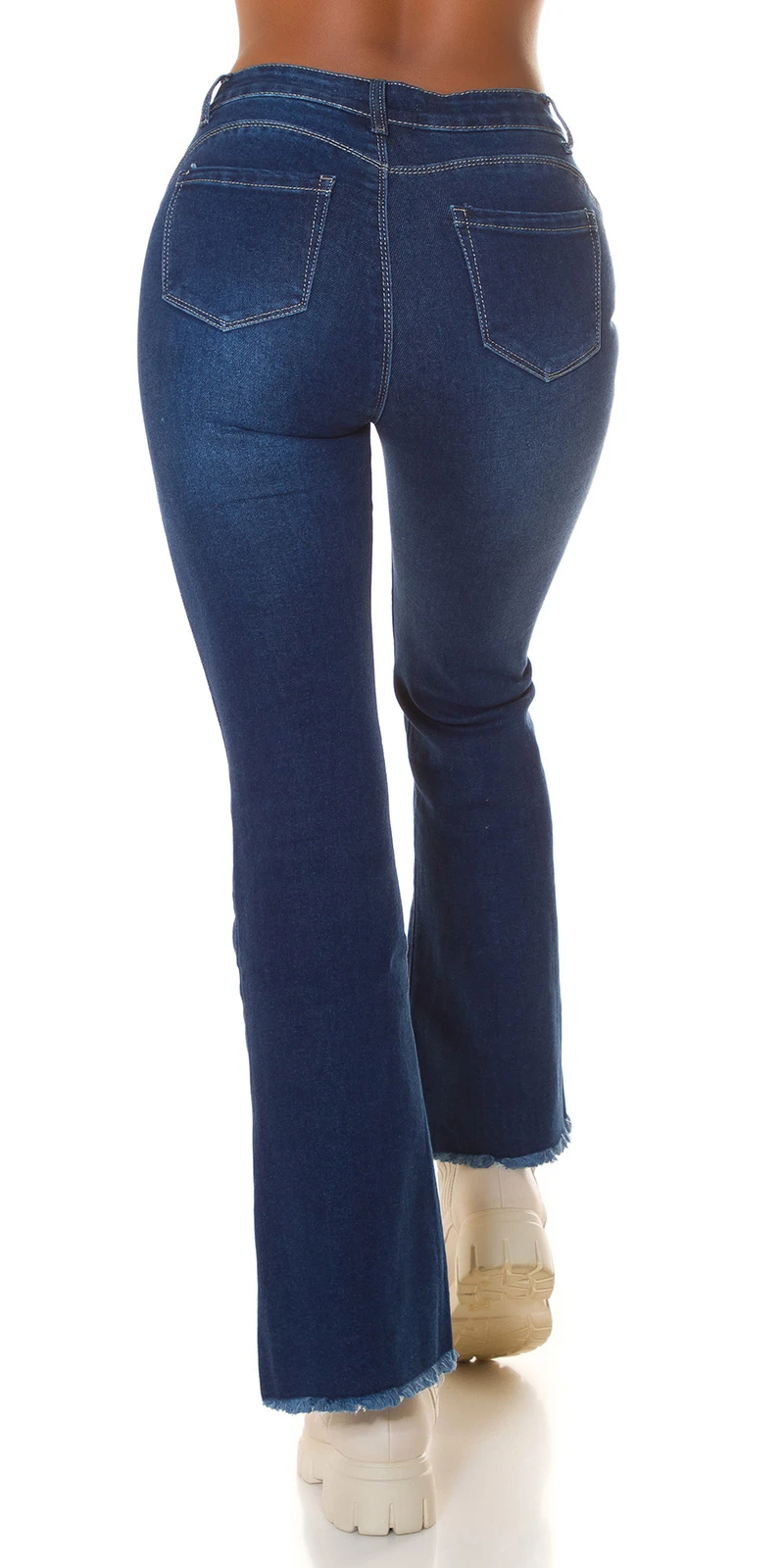 Used Look High Waist Push up Jeans mit Schlag