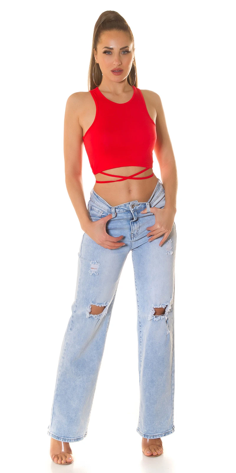 Basic Musthave Crop Top Tank Shirt Oberteil zum Binden