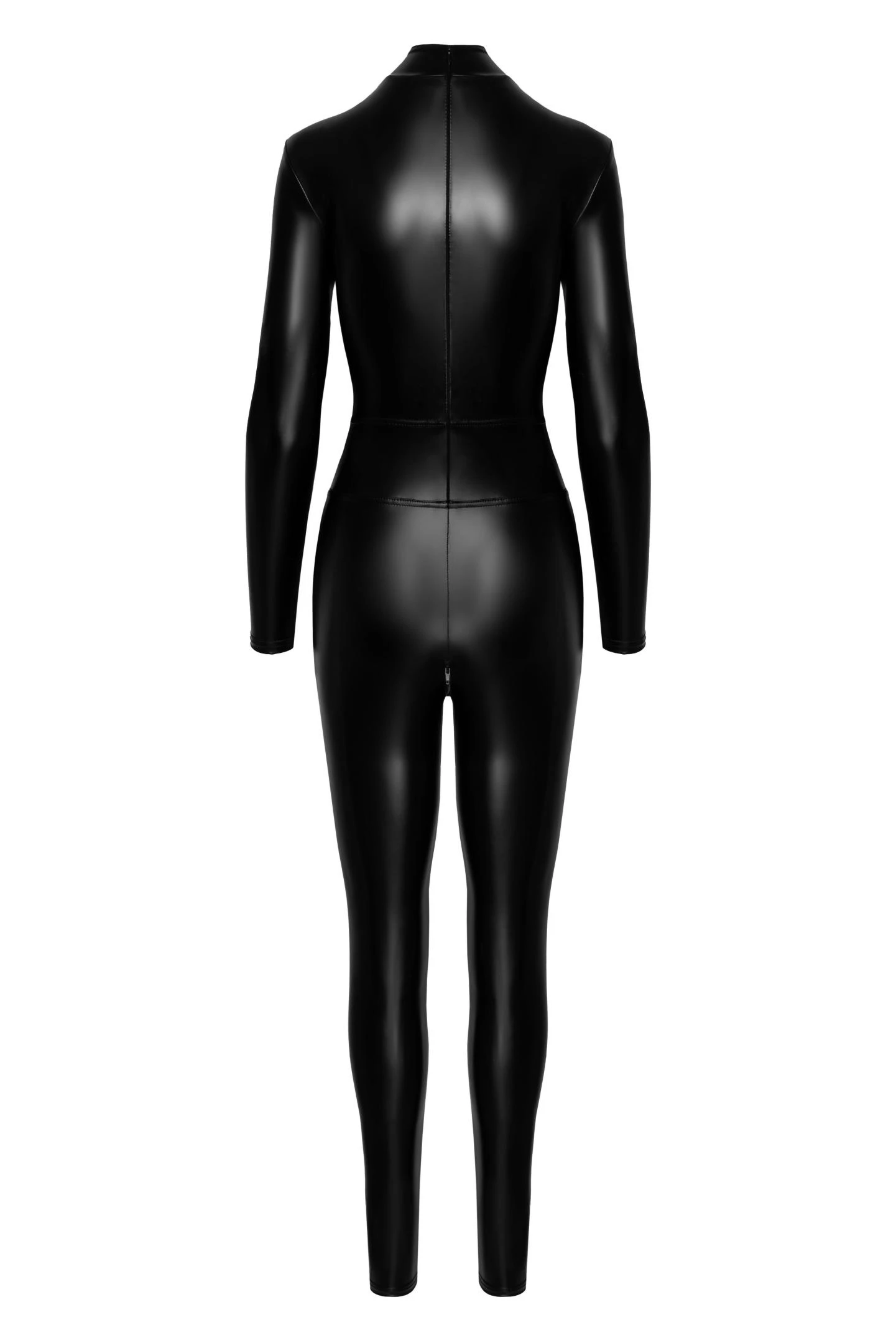 F319 Powerwetlook Catsuit Overall im Powerwetlookl Zip Reißverschlüsse über den Brüsten von Noir Handmade