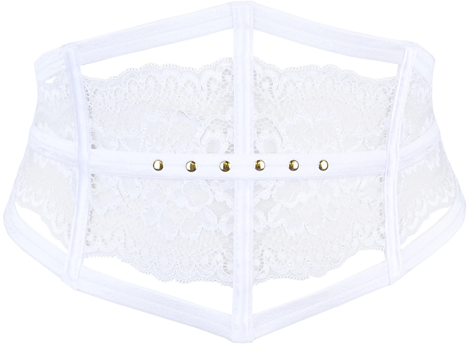 Axami weißer Garter Belt mit goldfarbenen Nieten