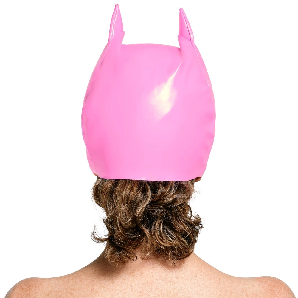 Kinky Lack Cat-Mask, Stylische halbe Lack-Kopfmaske in Pink im Cat-Look mit Ohren und Katzenaugen, ideal für Fetish-Partys! Black Level Design